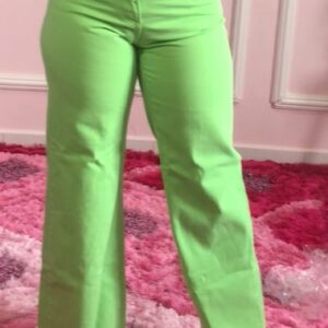 Calça Wide Leg jeans verde pistache